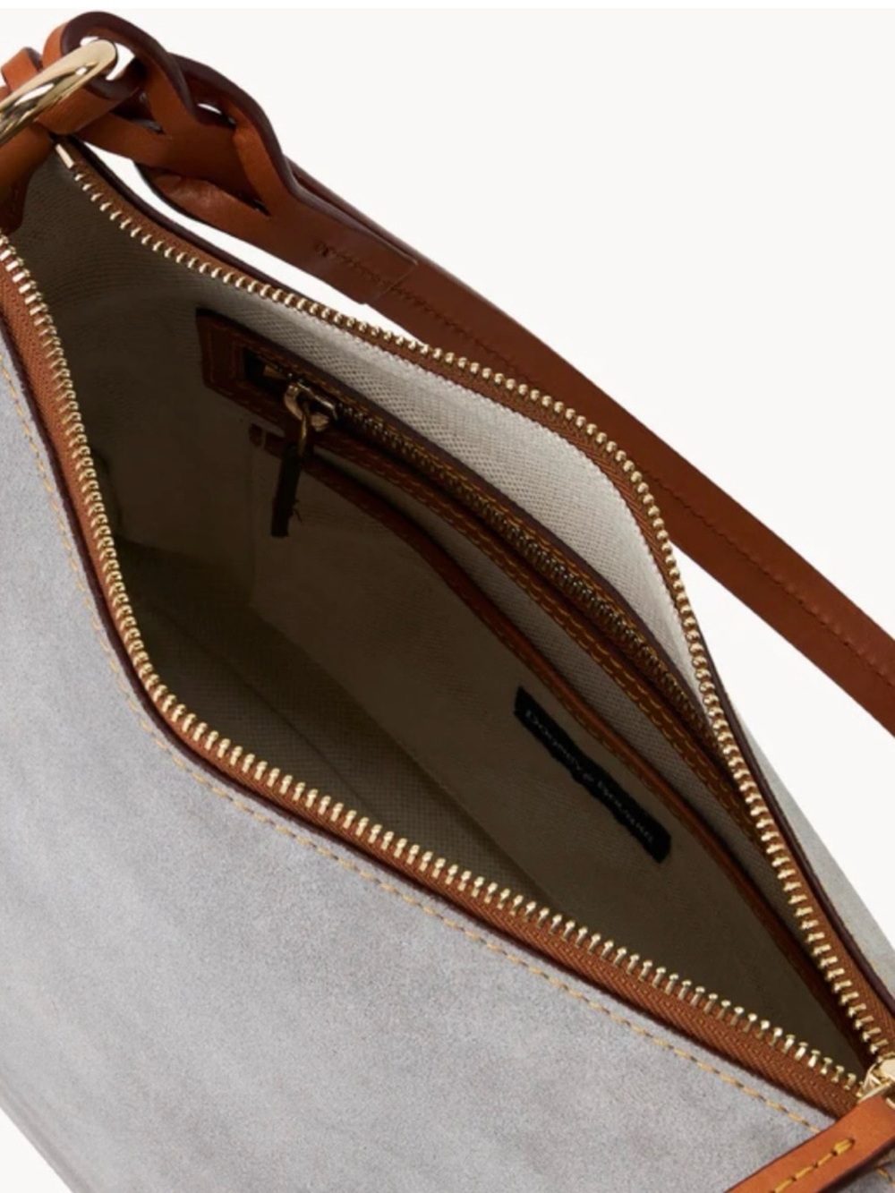 Dooney & Bourke Gray Suede
Chloe 30 Shoulder Bag with Brown Leather Strap NWT - Picture 10 of 12
